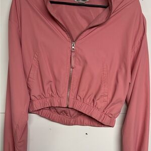 Forever 21 Pink Zippered Cropped Hoodie
